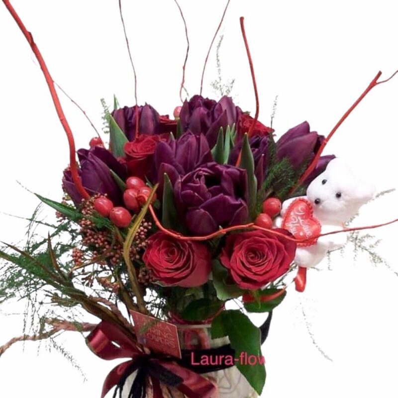 bouquet of flowers with vase