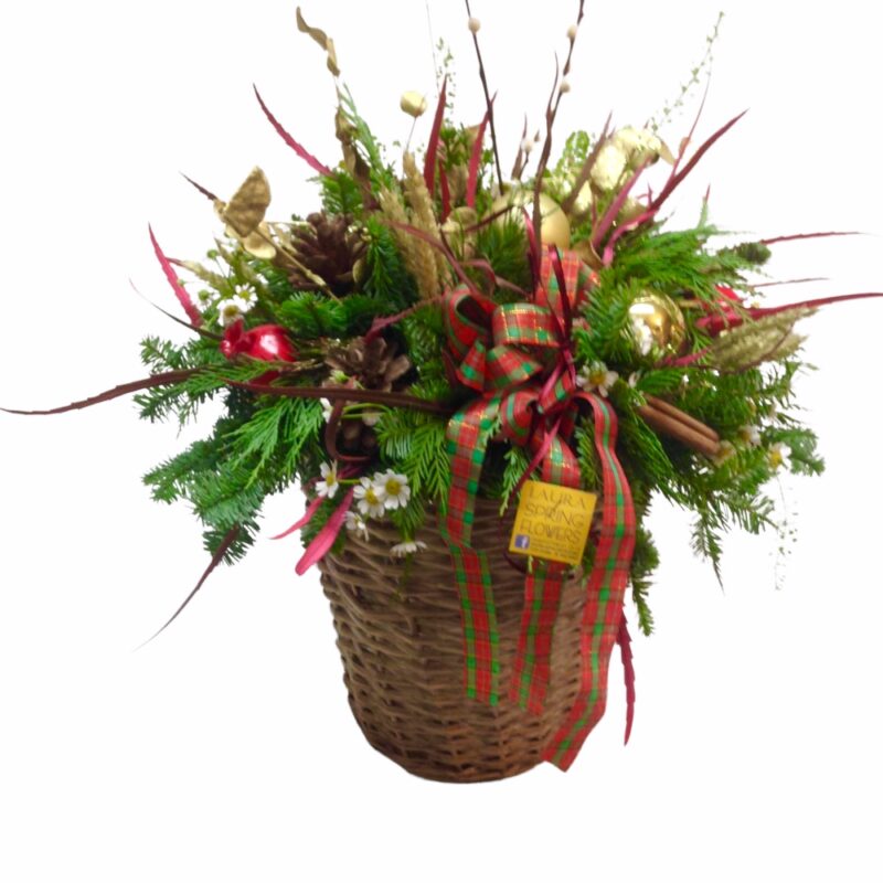 Christmas composition in basket