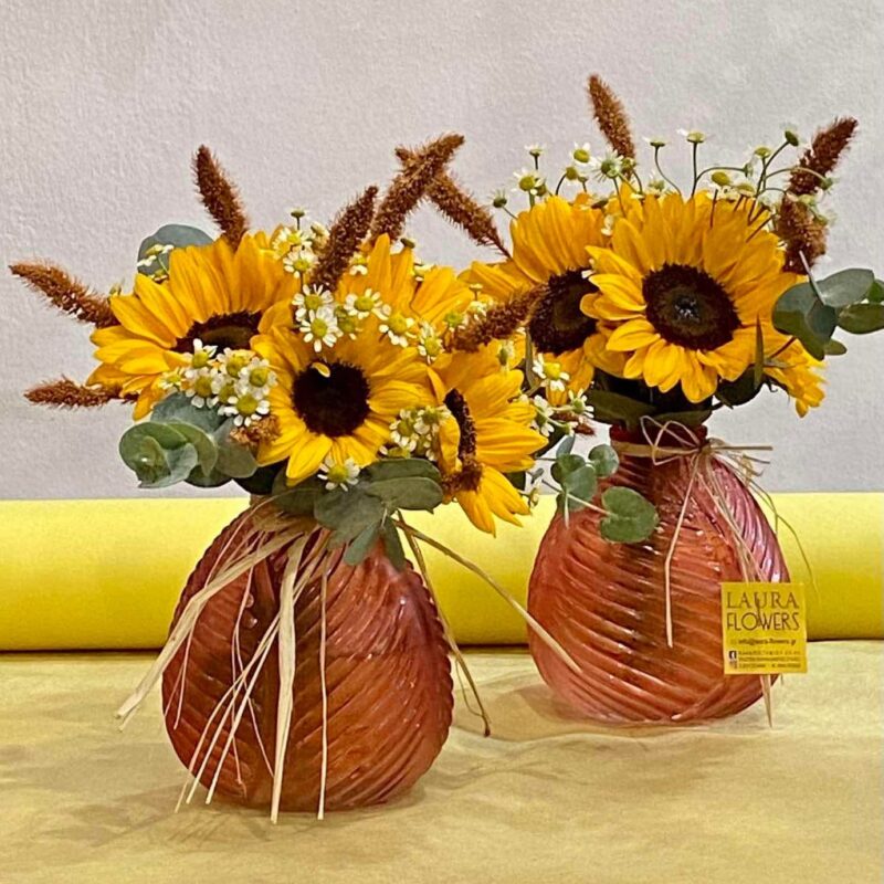 Sunflowers in an unique vase