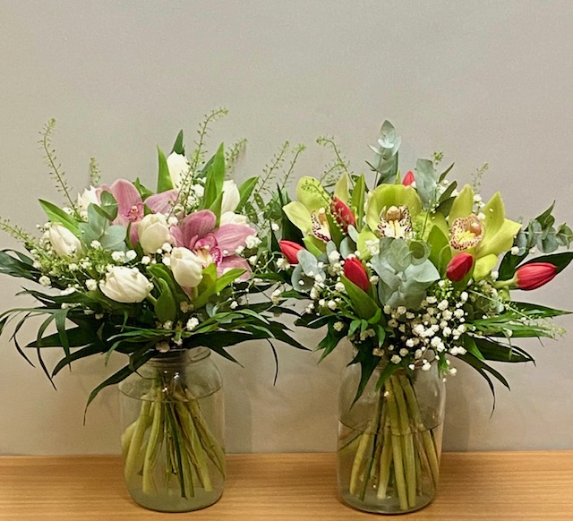 BOUQUETS WITH ORCHIDS AND TULIPS