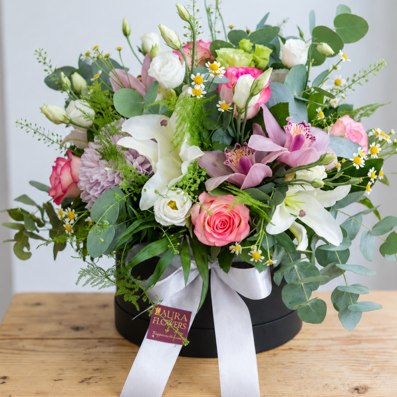 Flower Arrangement in a Black Box