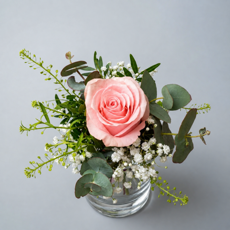 A rose in a glass